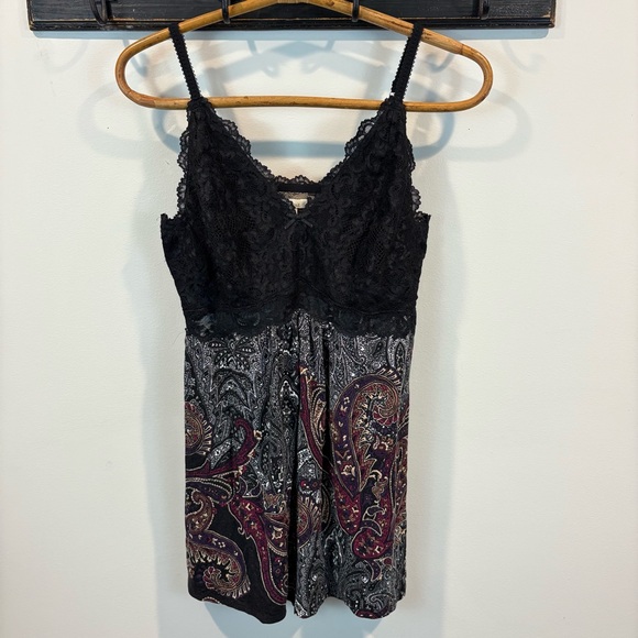 Soma Paisley Stretch Knit Lace Cami Tank Size Large - Picture 1 of 10